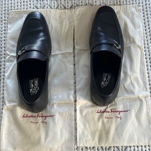 Salvatore Ferragamo Black Moccasin Leather Slip-On Loafers